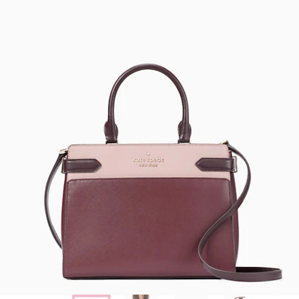Kate spade Medium ♠️ burgandy and pink color block large satchel - Picture 3 of 4